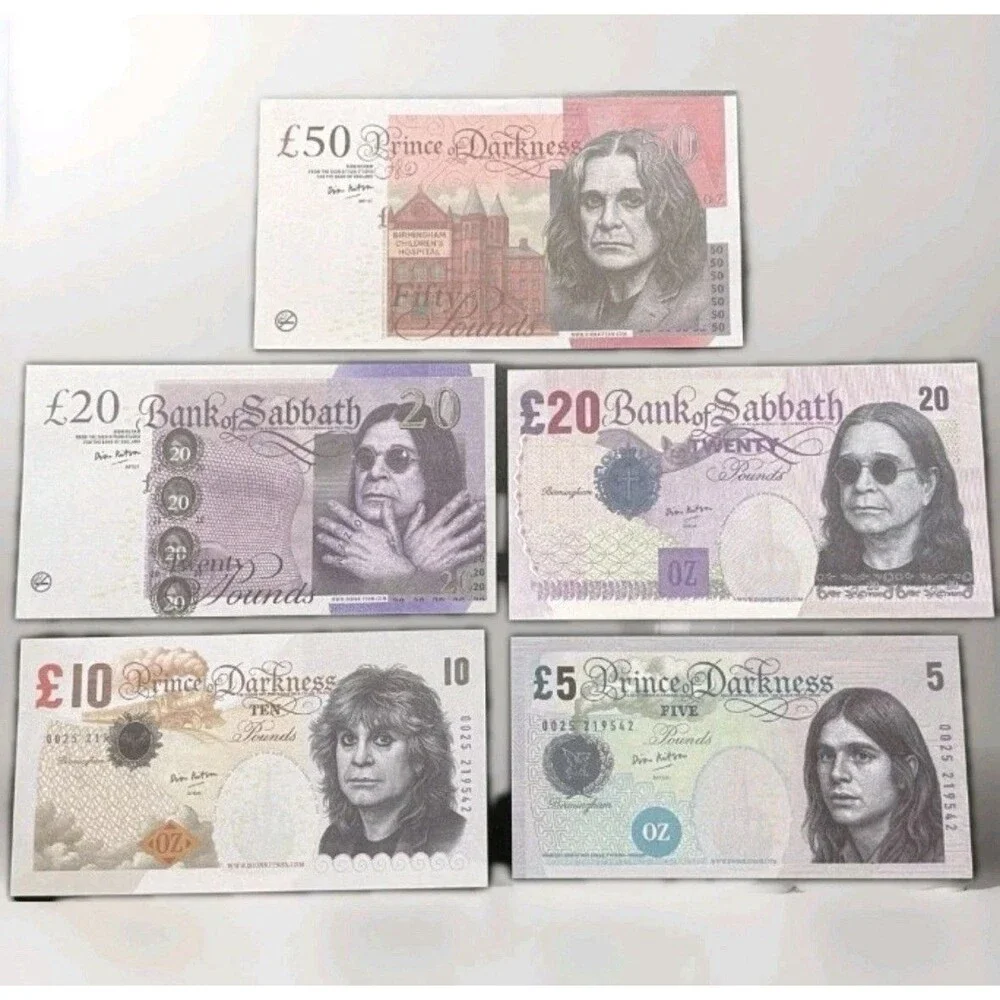 5 Ozzy Osbourne Tribute Banknotes SET Dion Kitson Limited Edition Black Sabbath